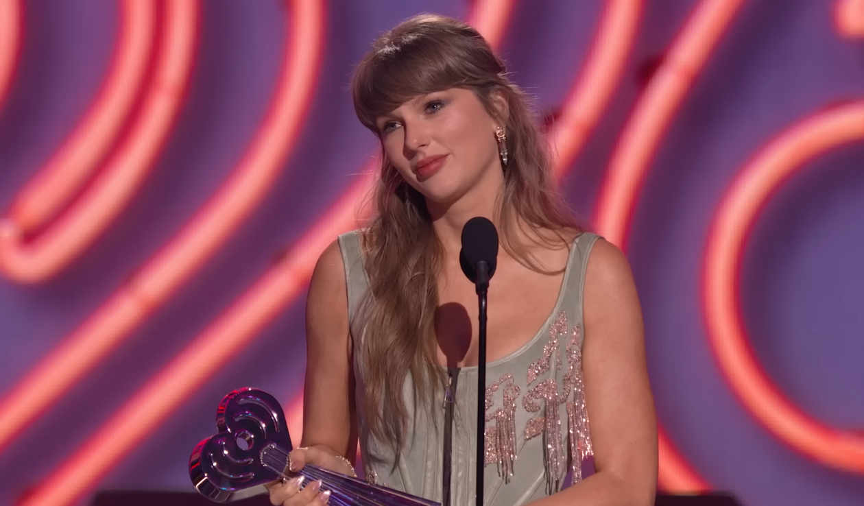 Taylor Swift accepts the Pop Album of the Year award at the 2026 iHeartRadio Music Awards at Dolby Theatre