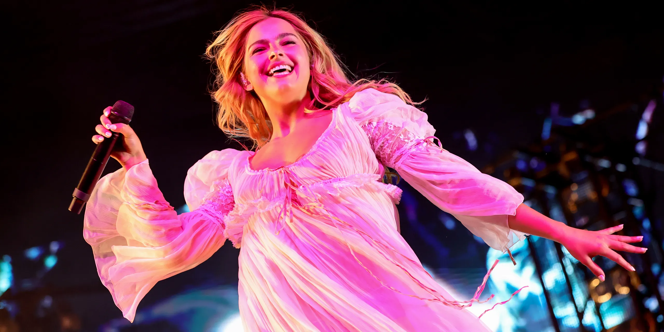 Addison Rae Coachella 2026 performance in red latex on stage