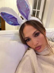 Jennifer Lopez Easter selfies 2026 bunny ears new beginnings