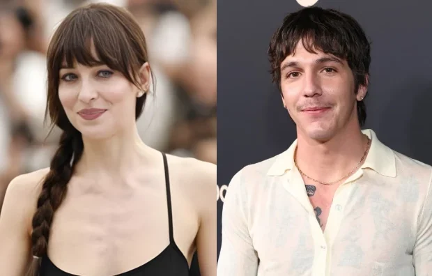 Dakota Johnson and Role Model kissing in Los Angeles parking lot